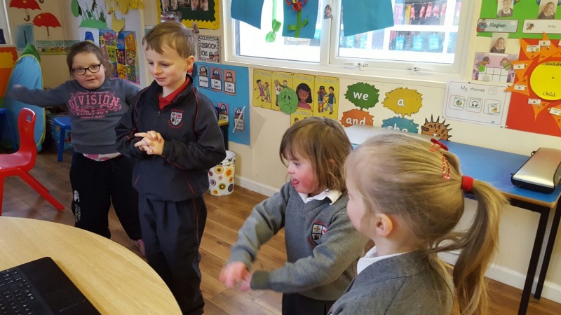 Miss Kelly’s class dancing in their movement break